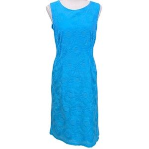 Embroidered Robin Egg Blue Sheath Dress Size 6